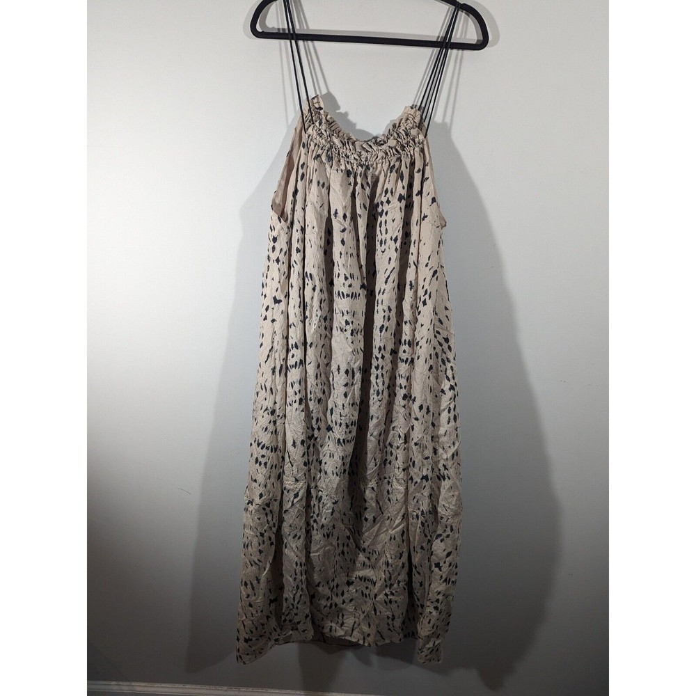 H&M Lyocell Blend Barrel Beige Black Maxi Dress Women Plus Size XXL